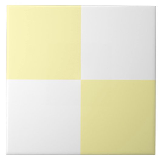 Modern Pastel Yellow White Checkered Ceramic Tile Fliese (Vorderseite)
