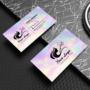 Modern Pastell Holographic Hair Stylist Logo Visitenkarte