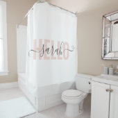 Modern Pastell Pink Beauty Hallo und Ihr Name Duschvorhang (Beispiel)