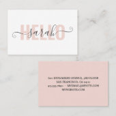 Modern Pastell Pink Beauty Hallo und Ihr Name Visitenkarte (Vorne/Hinten)