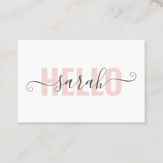 Modern Pastell Pink Beauty Hallo und Ihr Name Visitenkarte (Vorderseite)