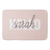 Modern Pastell Pink Hallo und Sie nennen Badematte (Vorderseite)