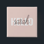 Modern Pastell Pink Hallo und Sie nennen Button<br><div class="desc">Modern Pastell Pink Hallo und Sie nennen</div>