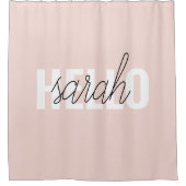 Modern Pastell Pink Hallo und Sie nennen Duschvorhang (Vorderseite)
