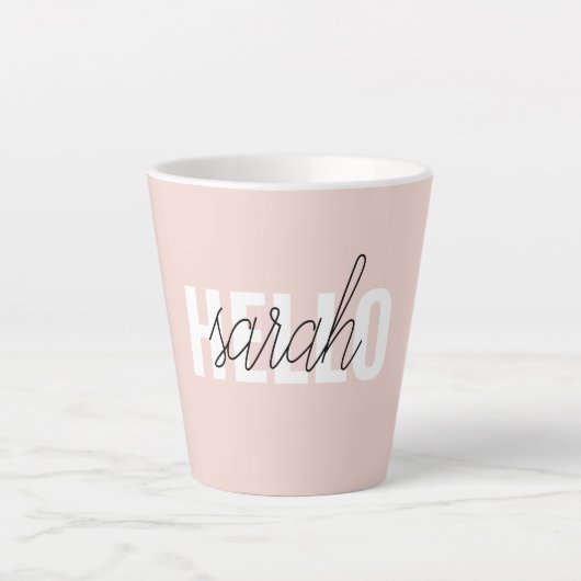 Modern Pastell Pink Hallo und Sie nennen Milchtasse (Vorderseite)