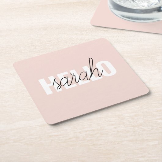 Modern Pastell Pink Hallo und Sie nennen Rechteckiger Pappuntersetzer (angewinkelt)