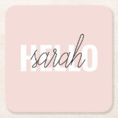 Modern Pastell Pink Hallo und Sie nennen Rechteckiger Pappuntersetzer (Vorderseite)