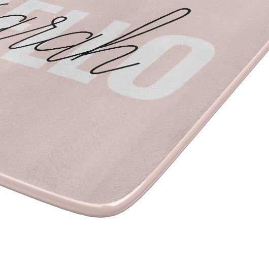 Modern Pastell Pink Hallo und Sie nennen Schneidebrett (Ecke)