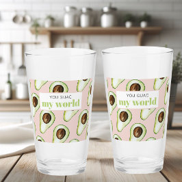 Modern pastellrosa und grüne Avocado Fusion Zitat Glas