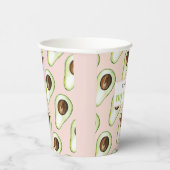 Modern pastellrosa und grüne Avocado Fusion Zitat Pappbecher (Rechts)
