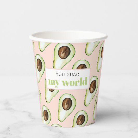 Modern pastellrosa und grüne Avocado Fusion Zitat Pappbecher (Vorderseite)