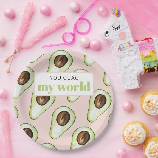 Modern pastellrosa und grüne Avocado Fusion Zitat Pappteller (Party)
