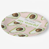Modern pastellrosa und grüne Avocado Fusion Zitat Pappteller (Schrägansicht)