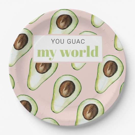 Modern pastellrosa und grüne Avocado Fusion Zitat Pappteller (Vorderseite)