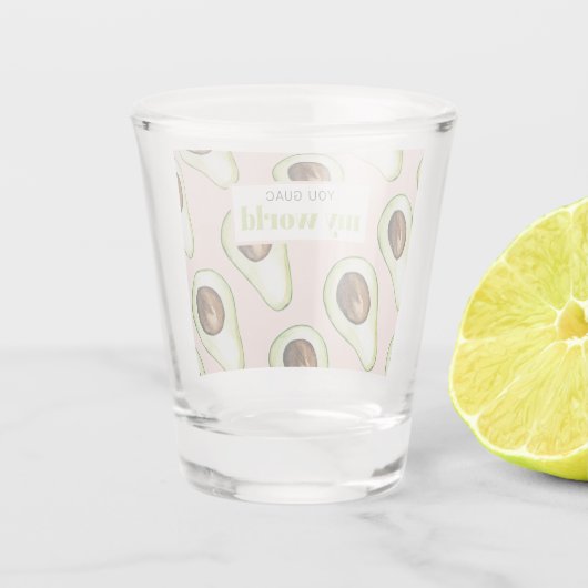 Modern pastellrosa und grüne Avocado Fusion Zitat Schnapsglas (Rückseite)