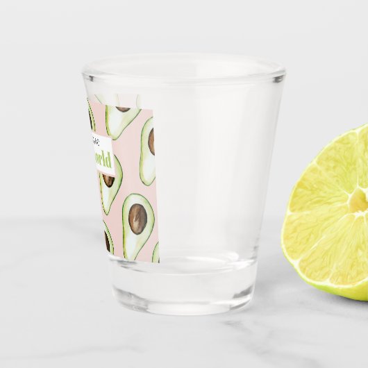 Modern pastellrosa und grüne Avocado Fusion Zitat Schnapsglas (Rechts)