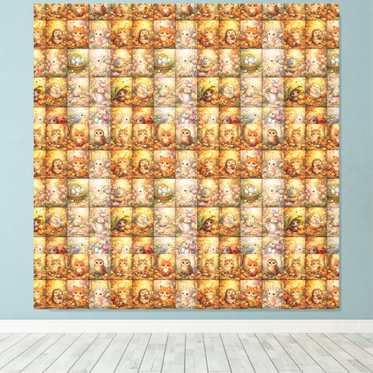 Modern Patchwork Pattern Collage Leinwanddruck (Insitu (Holzboden))