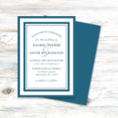 Modern Patina Blue & White Border Simple Wedding Einladung