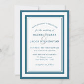 Modern Patina Blue & White Border Simple Wedding Einladung (Vorderseite)