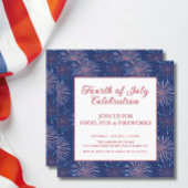 Modern Patriotic 4. Juli Feuerwerk Party Einladung