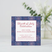 Modern Patriotic 4. Juli Feuerwerk Party Einladung (Stehend Vorderseite)