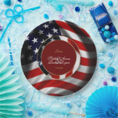 Modern Patriotic Elegante USA Flag Gold Wedding Pappteller (Party)