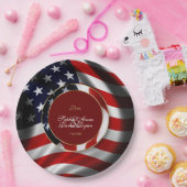Modern Patriotic Elegante USA Flag Gold Wedding Pappteller (Party)