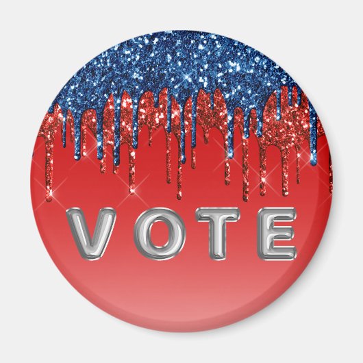 Modern Patriotic Glitter Drip  Vote Magnet (Vorne)