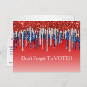 Modern Patriotic Glitter Drip Vote Reminder Postkarte (Vorne/Hinten)