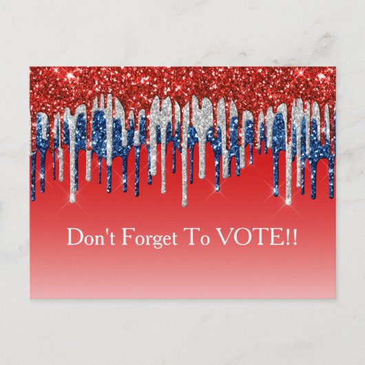 Modern Patriotic Glitter Drip Vote Reminder Postkarte (Vorderseite)