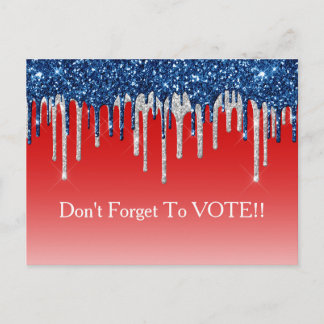 Modern Patriotic Glitter Drip Vote Reminder Postkarte