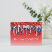 Modern Patriotic Glitter Drip Vote Reminder Postkarte (Stehend Vorderseite)