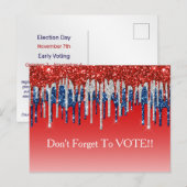 Modern Patriotic Glitter Drip Vote Reminder Postkarte (Vorne/Hinten)