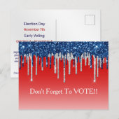 Modern Patriotic Glitter Drip Vote Reminder Postkarte (Vorne/Hinten)