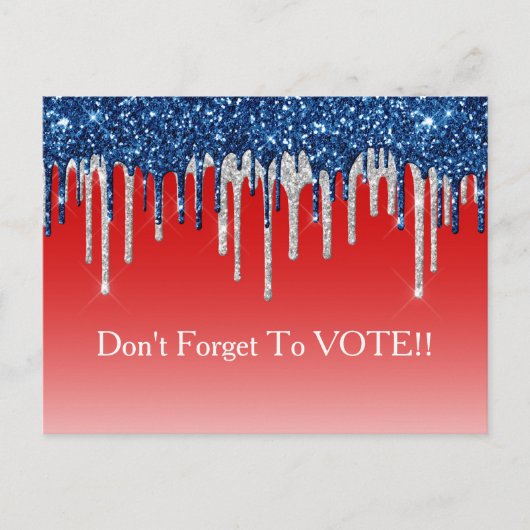 Modern Patriotic Glitter Drip Vote Reminder Postkarte (Vorderseite)