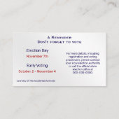 Modern Patriotic Glitter Drip Vote Reminder Visitenkarte (Rückseite)