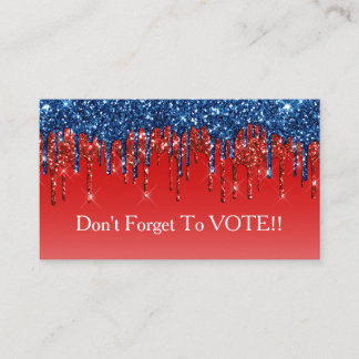 Modern Patriotic Glitter Drip Vote Reminder Visitenkarte