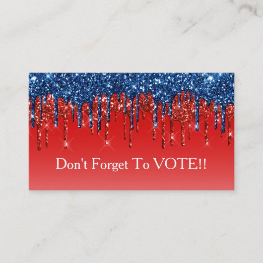 Modern Patriotic Glitter Drip Vote Reminder Visitenkarte (Vorderseite)