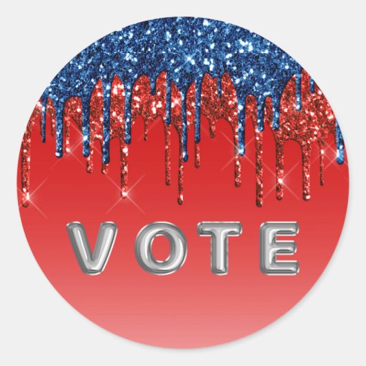 Modern Patriotic Glitter Drip  Vote Runder Aufkleber (Vorderseite)