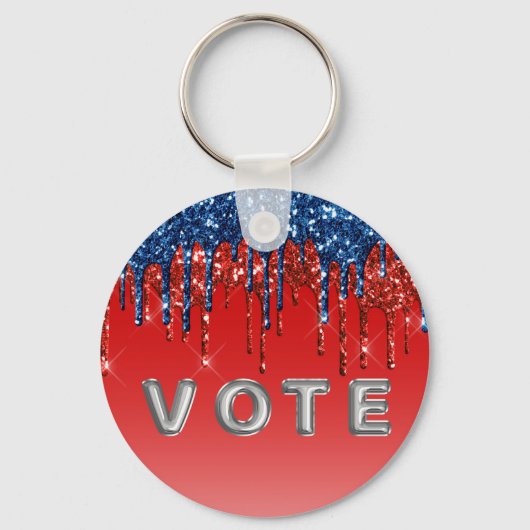 Modern Patriotic Glitter Drip Vote Schlüsselanhänger (Rückseite)