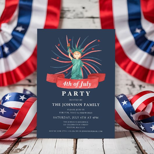 Modern Patriotic Red White and Blue 4. Juli Einladung
