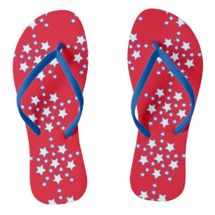 Modern Patriotic Red White Blue Stars Flip Flops Badesandalen
