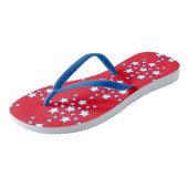 Modern Patriotic Red White Blue Stars Flip Flops Badesandalen (Schrägansicht)