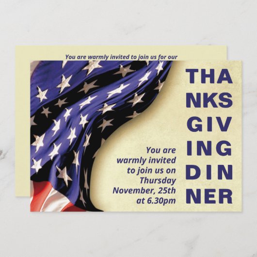 Modern Patriotic USA Erntedank Einladung (Vorne/Hinten)