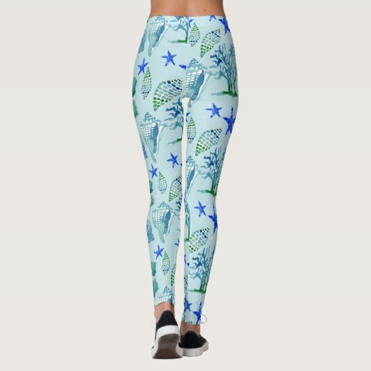 Modern Pattern Beach Seashell Muschel Cornflakes Leggings (Rückseite)