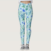Modern Pattern Beach Seashell Muschel Cornflakes Leggings (Vorderseite)