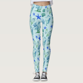 Modern Pattern Beach Seashell Muschel Cornflakes Leggings