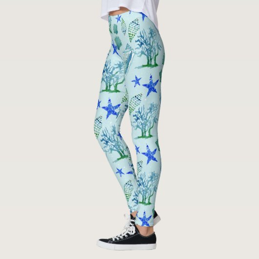 Modern Pattern Beach Seashell Muschel Cornflakes Leggings (Links)