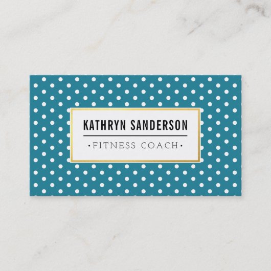 MODERN PATTERN Gold Logo polka Punkt aquamarin bla Visitenkarte (Vorderseite)
