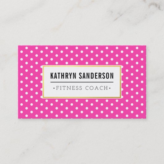 MODERN PATTERN Gold Logo polka Punkt heiß rosa wei Visitenkarte (Vorderseite)